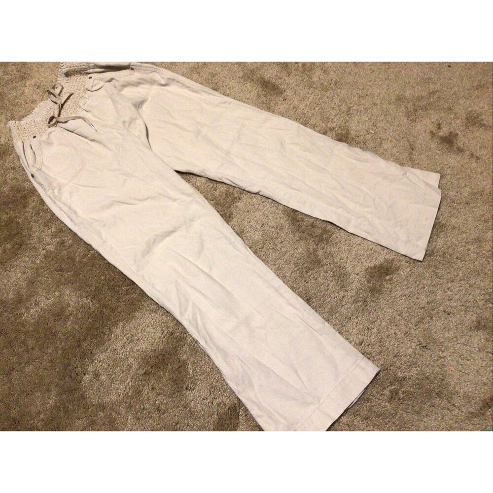 Ci Sono Linen Blend Pants Womens M Pockets Wide Leg Elastic Waist Beachy Boho